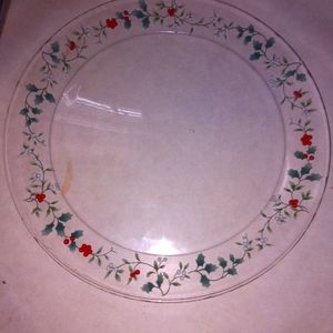 Christmas large Holly platter glass made in France